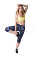 Image of attractive girl engaged in aerobics