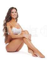 Concept of legs epilation. Woman with perfect skin