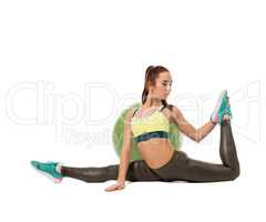 Image of harmonous girl doing fitness exercise