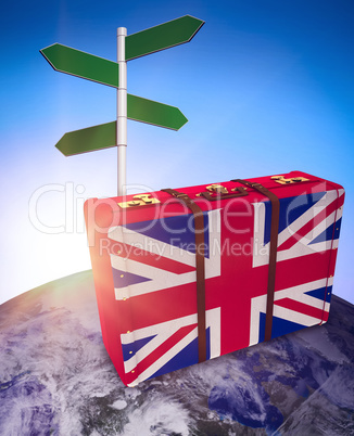 Composite image of great britain flag suitcase