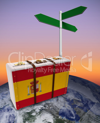 Composite image of spain flag suitcase