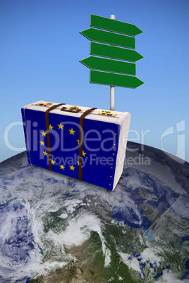 Composite image of eu flag suitcase