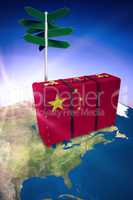 Composite image of chinese flag suitcase