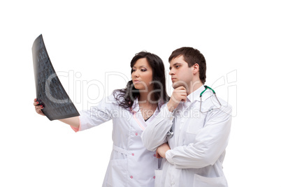 Image of concentrated interns looking at tomogram
