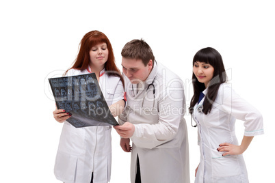 Image of curious interns looking at x-ray