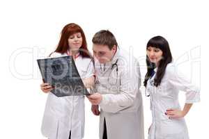 Image of curious interns looking at x-ray