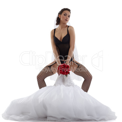Image of sexy bride posing in provocative pose