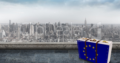 Composite image of eu flag suitcase