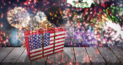 Composite image of usa flag suitcase