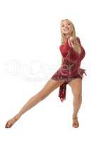 Graceful female performer of ballroom dancing