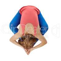 Top view of flexible woman doing yoga