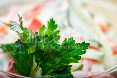 Close-up of fresh parsley in salad