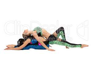 Image of girls doing fitness exercises in pair