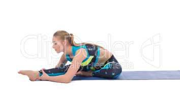 Shot of beautiful girl doing stretching exercise