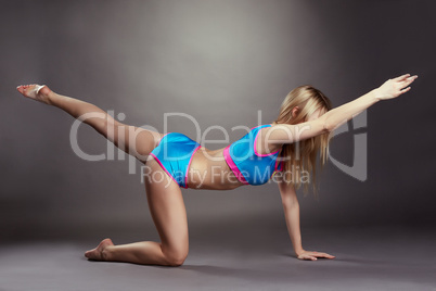 Image of slender woman doing aerobic exercise