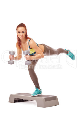 Image of attractive girl engaged in aerobics