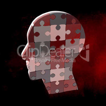 Composite image of head made of jigsaw pieces