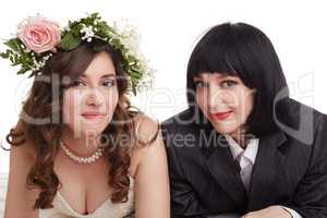 Smiling newlyweds. Concept of gay marriage