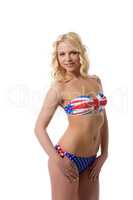 Fascinating model dressed in patriotic bikini
