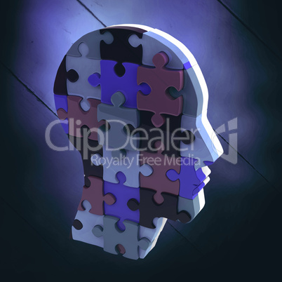 Composite image of head made of jigsaw pieces