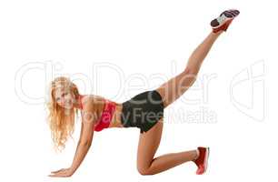 Beautiful girl stretching gluteal muscles