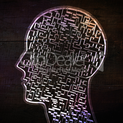 Composite image of maze brain in head