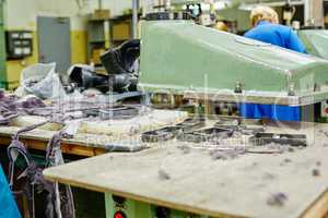 Manufacture of footwear. Cutting fur details