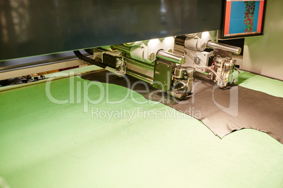 Image of machine cuts pelt with laser marking