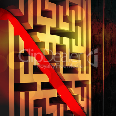 Composite image of line through maze