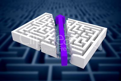 Composite image of arrow through maze