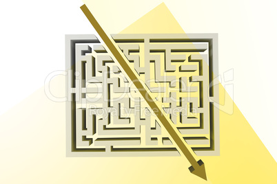 Composite image of arrow through maze