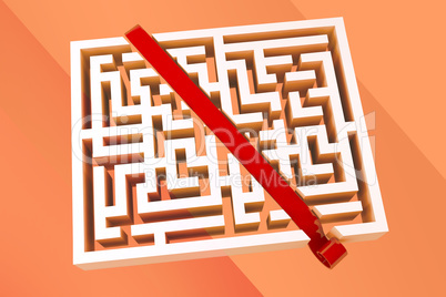 Composite image of line through maze