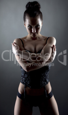 Studio portrait of sexy girl posing in underwear