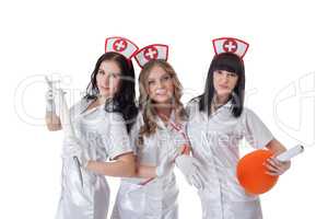 Beautiful young women dressed in nurses costume