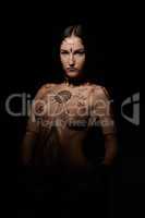 Mystic erotica. Beautiful naked woman with mehendi