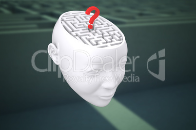Composite image of maze as brain with question mark