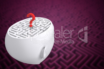 Composite image of maze as brain with question mark