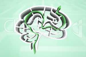 Composite image of brain maze with arrow