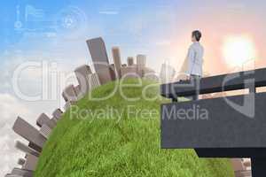 Composite image of city on a hill