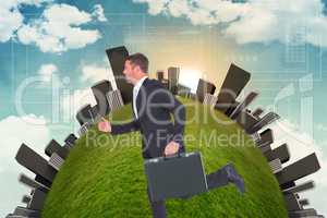 Composite image of city on a hill