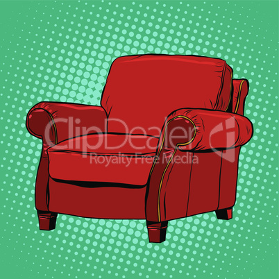 Red armchair furniture vector