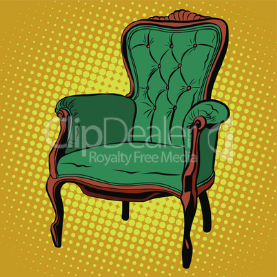 Green soft chair furniture armchair vector