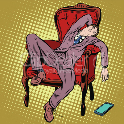 Businessman resting and sleeping in the chair