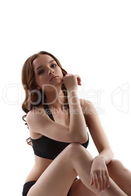 Image of lovely teen model, isolated on white