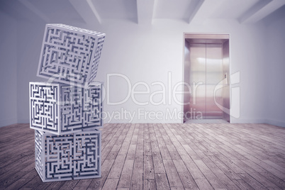 Composite image of maze cubes