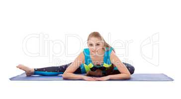 Sexy girl doing fitness stretching exercise
