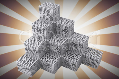 Composite image of maze cubes