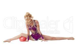 Artistic gymnastics performance with ball