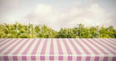 Composite image of pink and white tablecloth