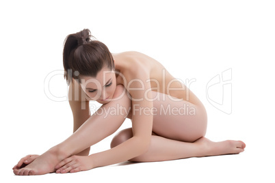 Bodycare. Beautiful naked girl with perfect skin